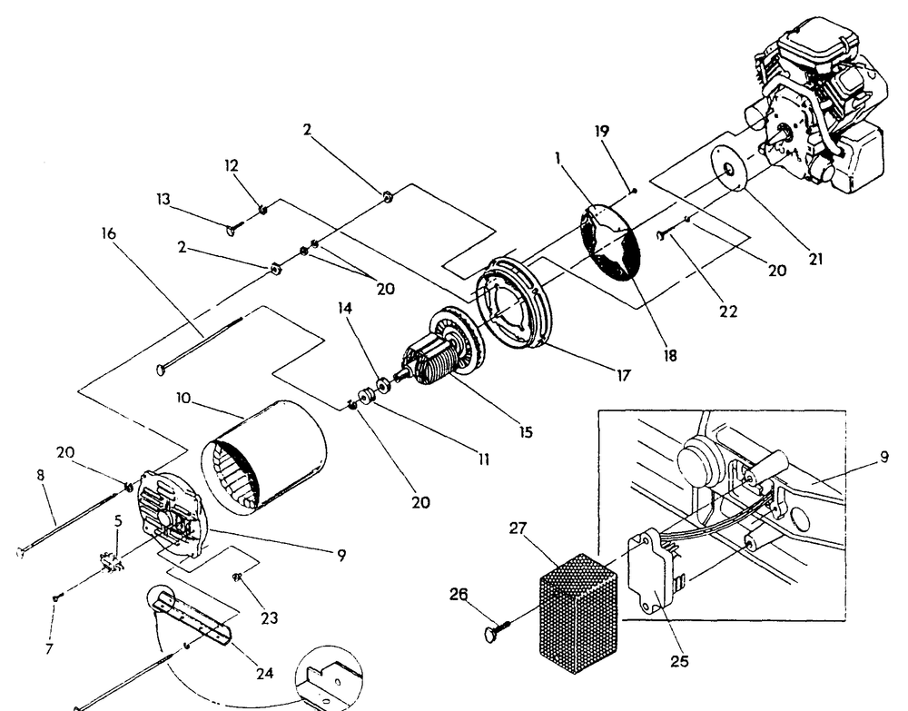 Generator Drawing No. 92389 Diagram and Parts List for 9809-0-MC  Briggs and Stratton Generator
